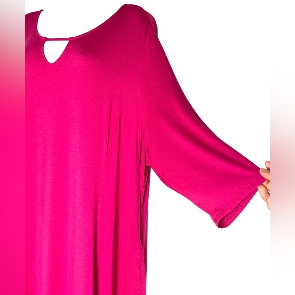 Catherines Jersey Maxi Pink Dress Size 2X Free & Easy With Pockets 3/4 Sleeves - Picture 4 of 13